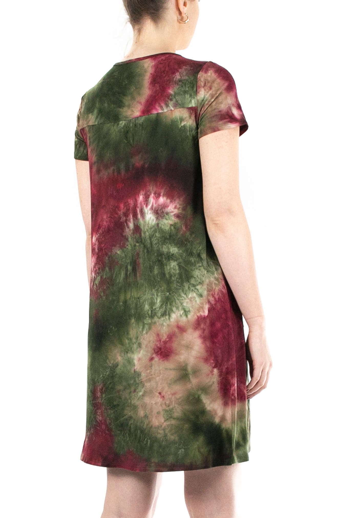 Nina Leonard Scoop Neck Tie-Dye Print Dress
