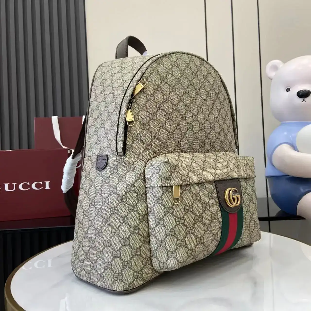 Gucci Ophidia Brown GG Supreme Canvas Backpack product photo from LabelPicks
