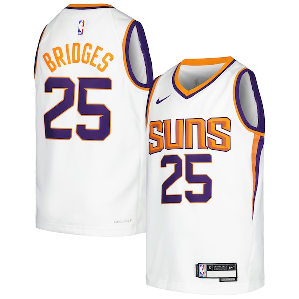 Mikal Bridges Phoenix Suns Nike Youth Swingman Jersey -Association Edition - White/Purple