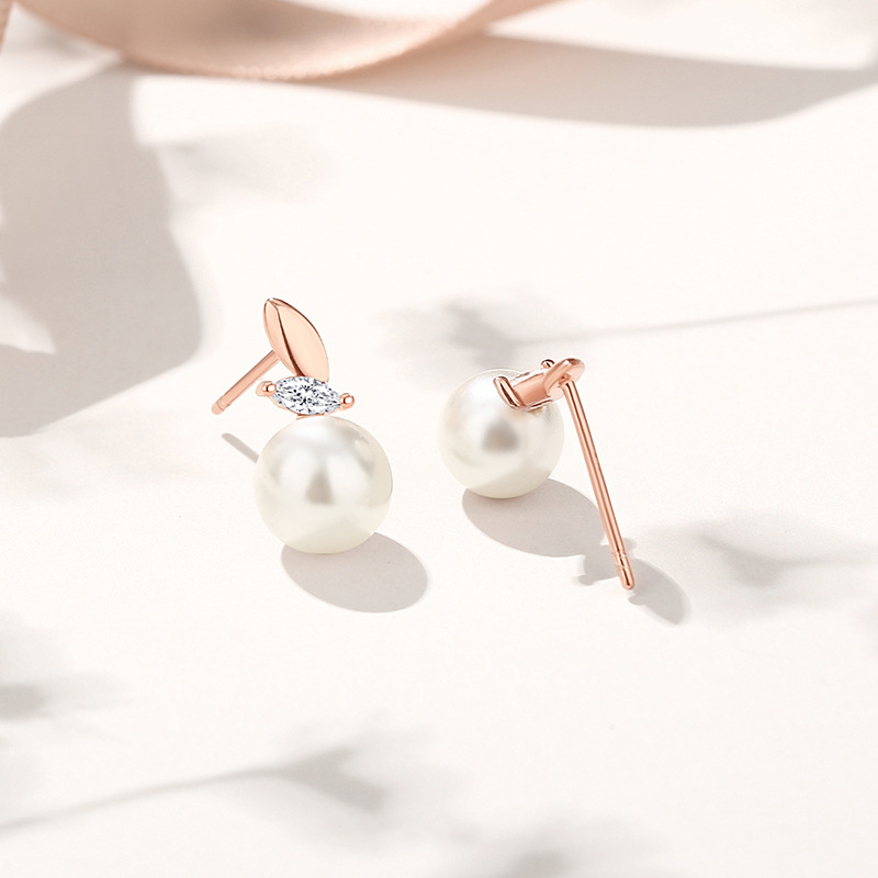 Original wheat-ear pearl earrings for women, sterling silver, forest style, ins chic, rose gold earrings, pastoral style earrings