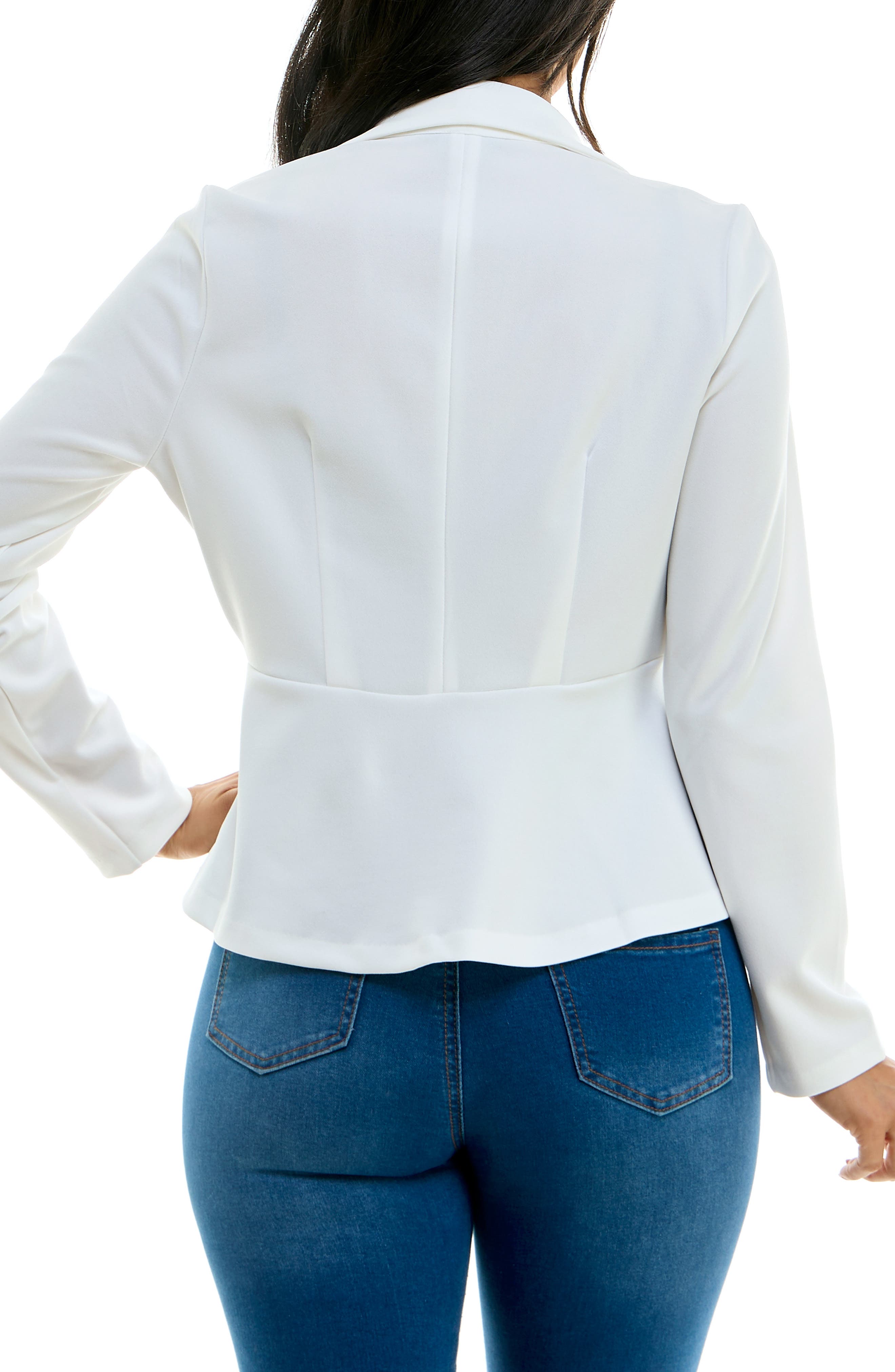Nina Leonard Notch Lapel Peplum Blazer