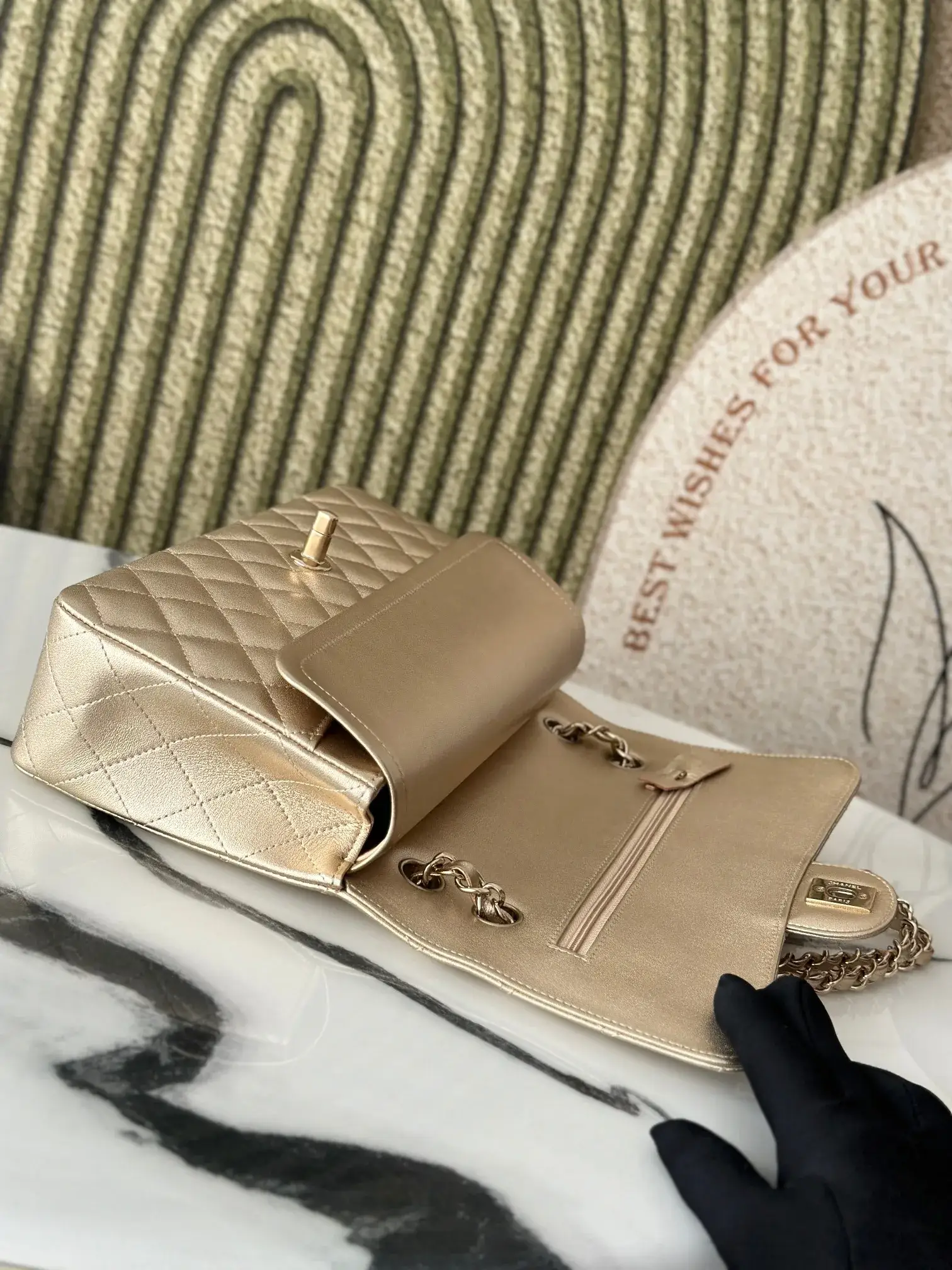 Chanel Classic Flap Gold Lambskin Shoulder Bag product photo from LabelPicks