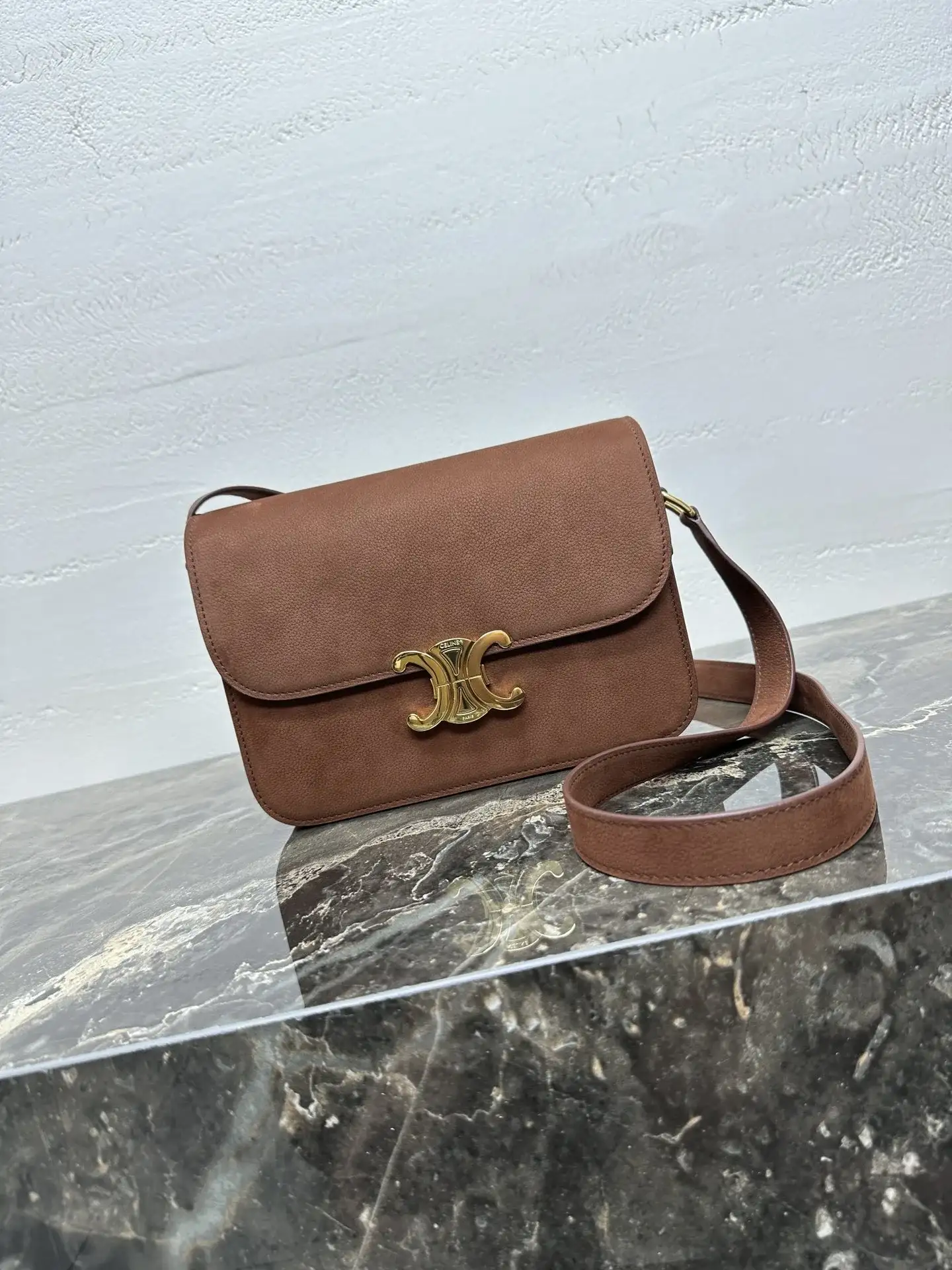 Celine Gold Triomphe Lambskin Crossbody Bag product photo from LabelPicks