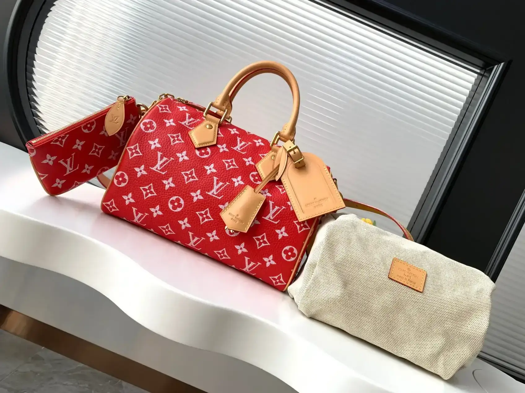 Louis Vuitton Red Speedy Lambskin Top Handle Bag product photo from LabelPicks