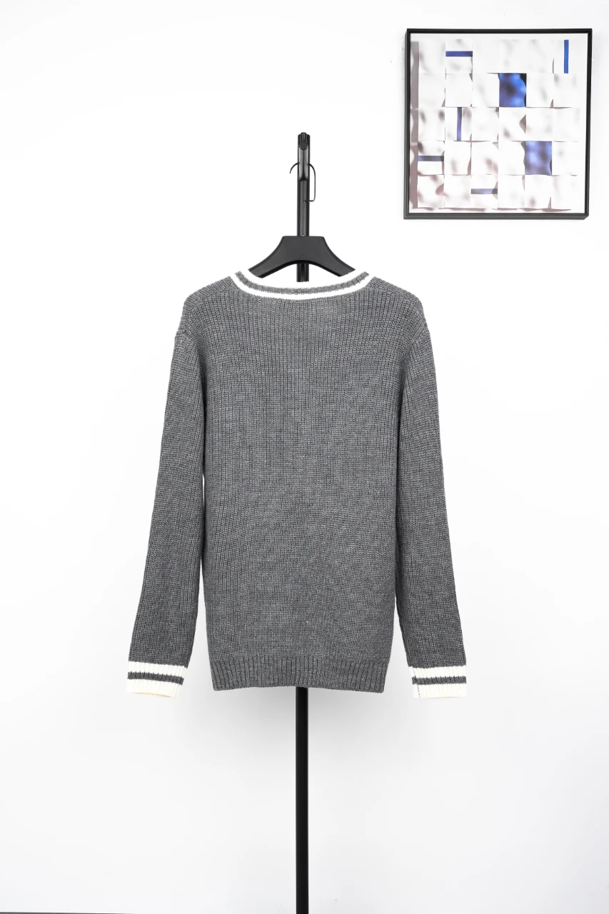Miu Miu Grey White Trim Logo V Neck Sweater product photo from LabelPicks