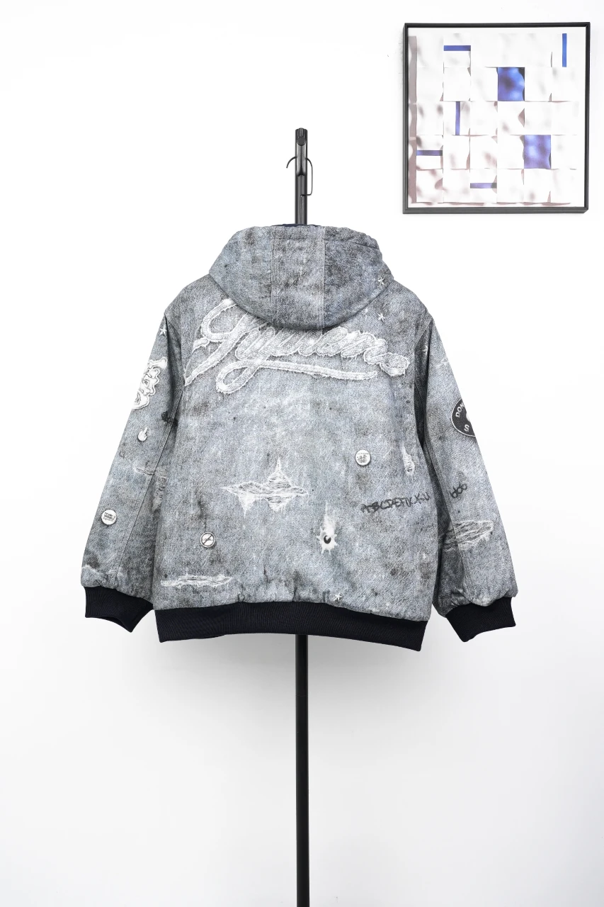 Supreme Grey Trompe L'oeil Label Print Hooded Jacket product photo from LabelPicks