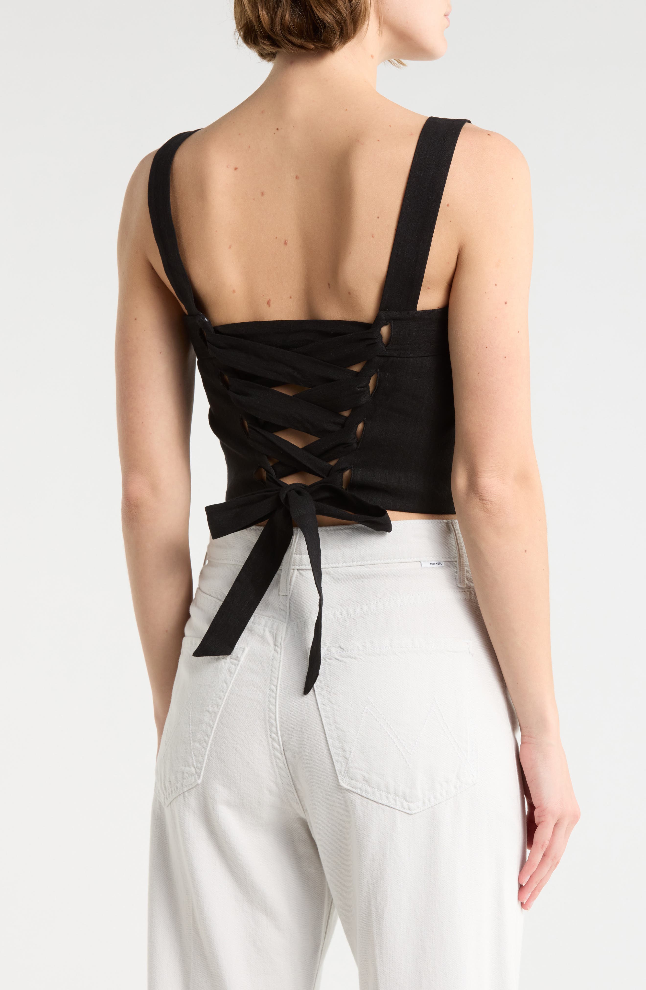 Alice + Olivia Natalia Lace-Up Crop Top