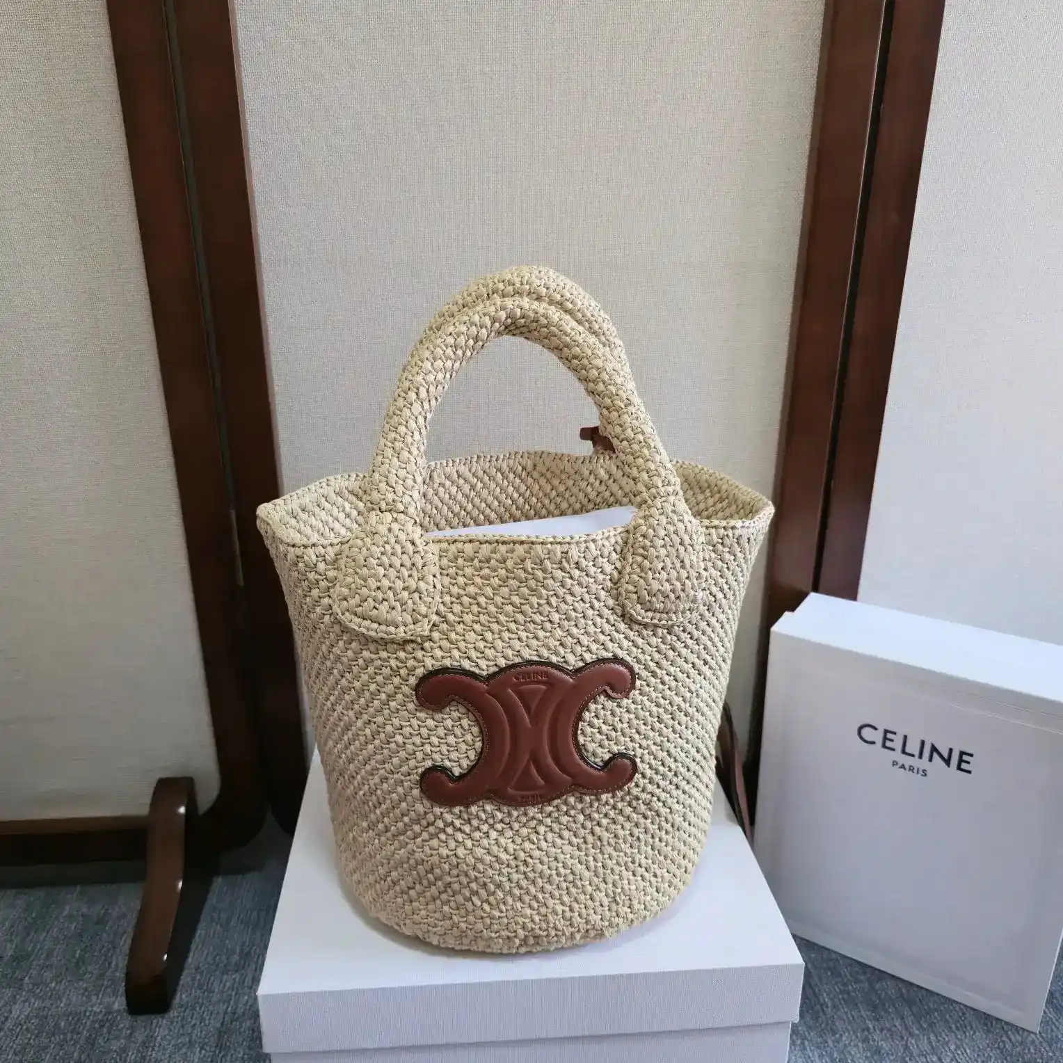 Celine Straw Woven Triomphe Bucket Bag product photo from LabelPicks