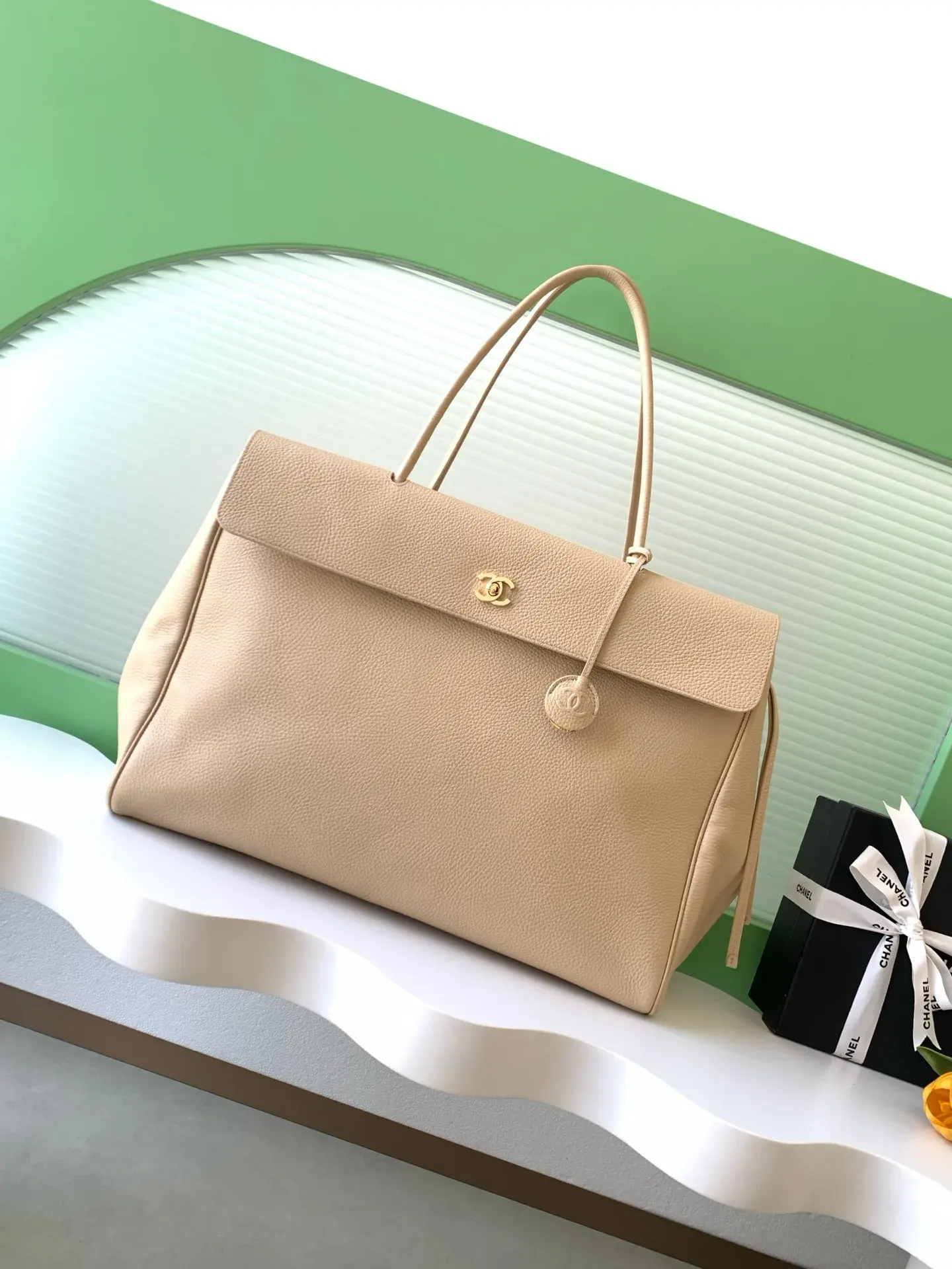 Chanel Gold Grained Leather Tote Bag product photo from LabelPicks