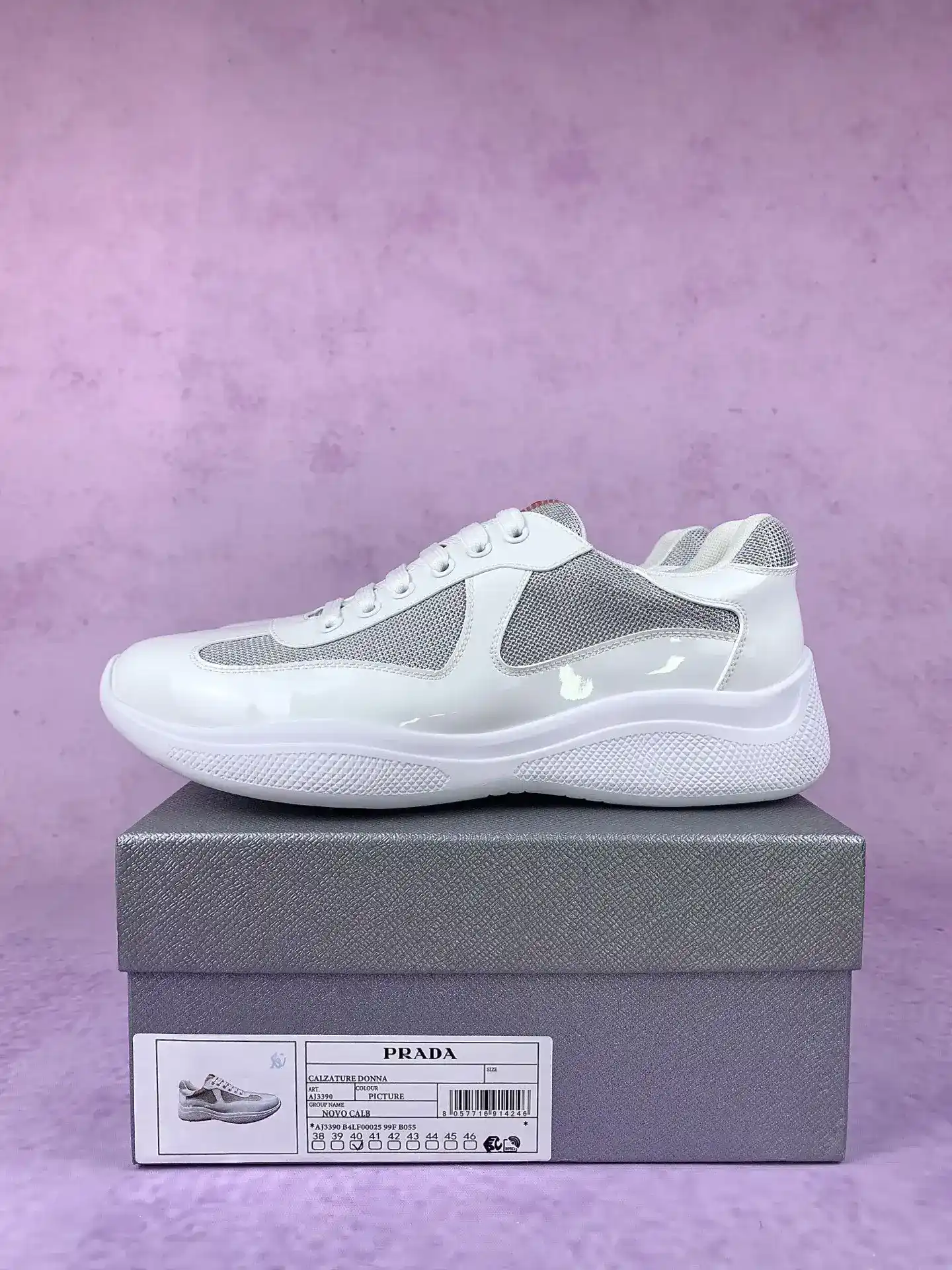 Patent leather and technical fabric Prada America's Cup sneakers product photo from LabelPicks