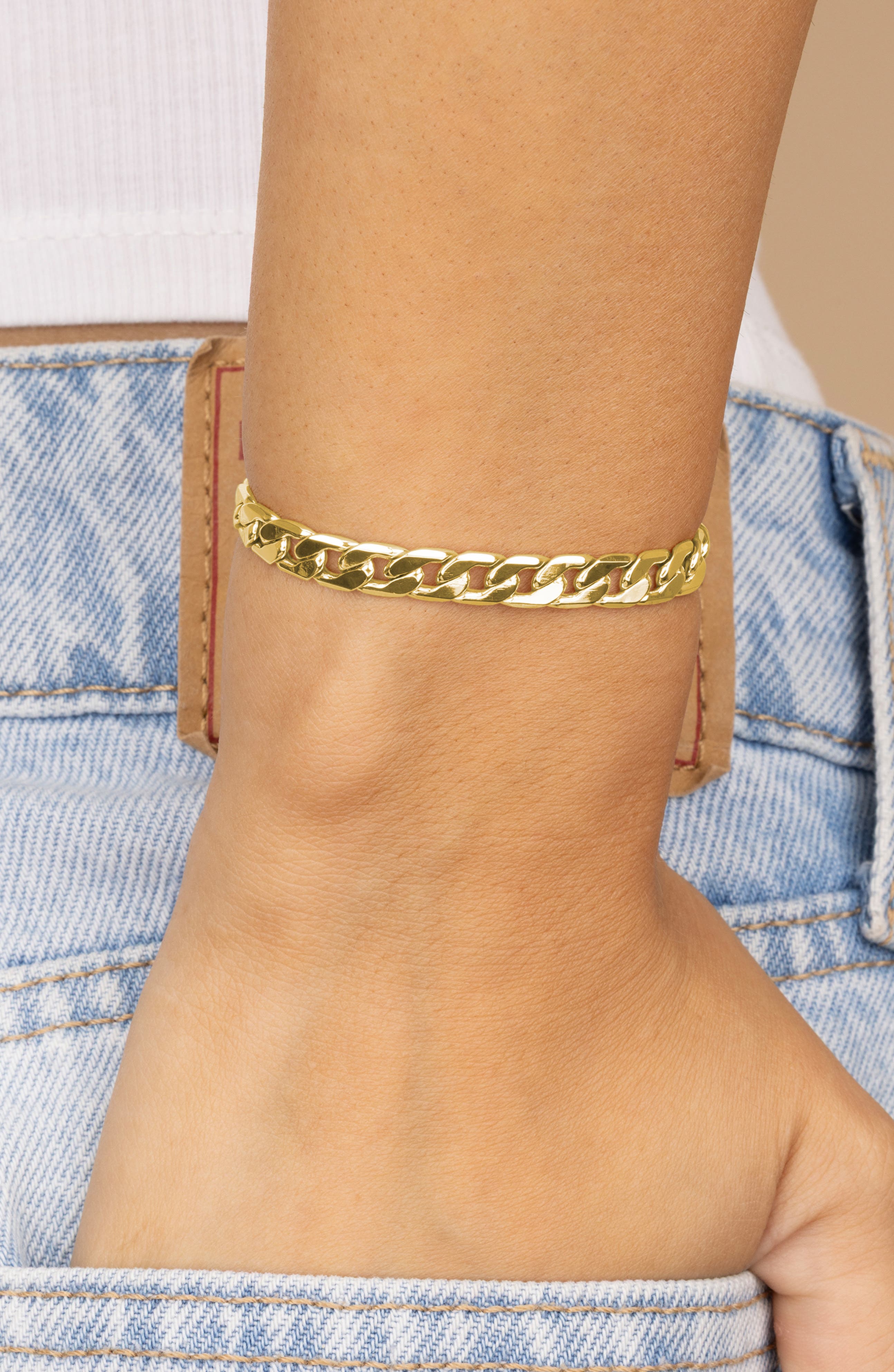 Sterling Forever Textured Figaro Chain Bracelet