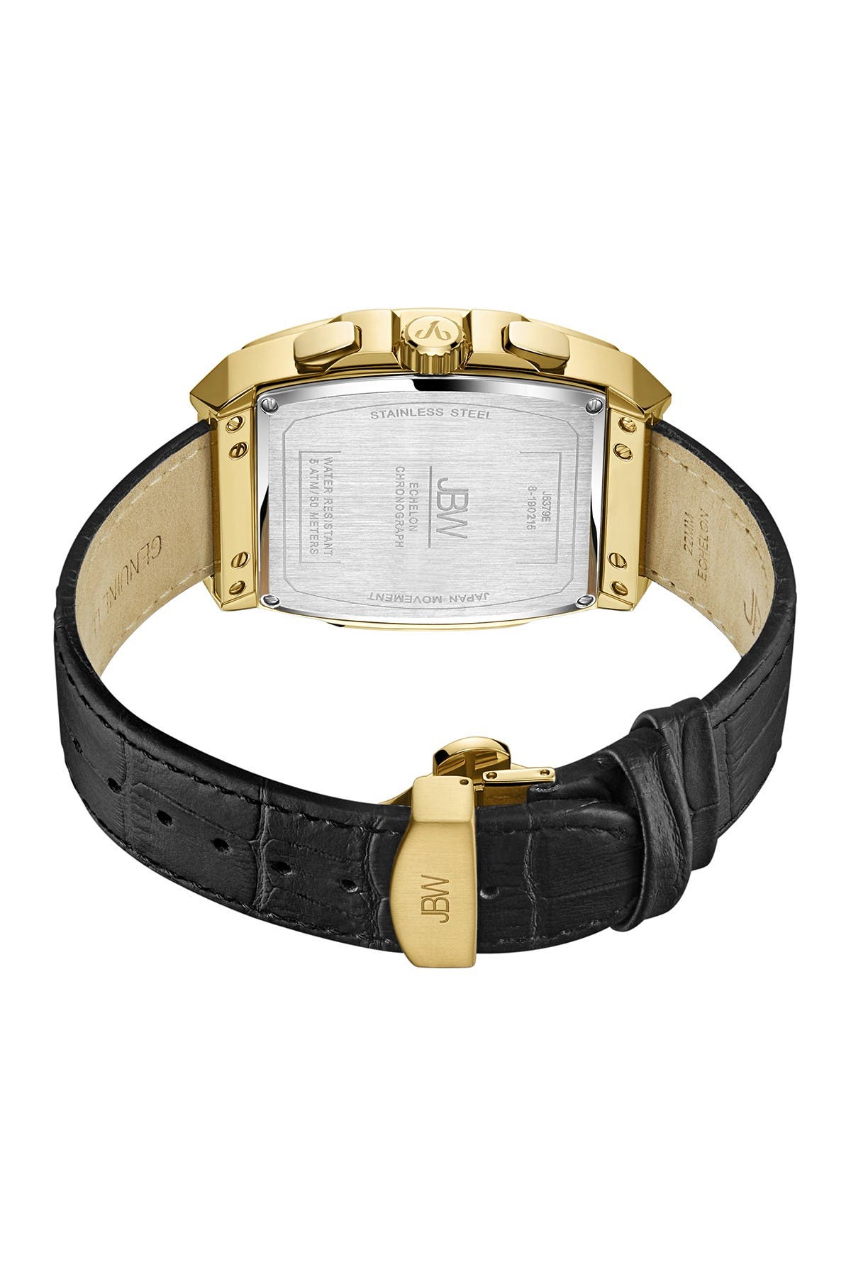 JBW Echelon Diamond Chronograph Croc Embossed Leather Strap Watch, 41mm