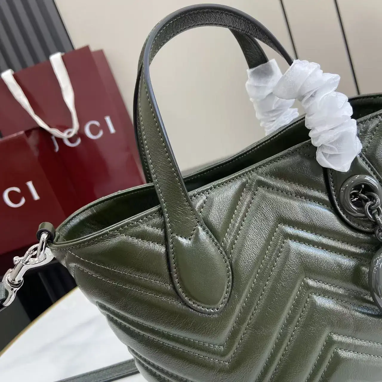 Gucci Green Marmont GG Supreme Canvas Tote Bag product photo from LabelPicks