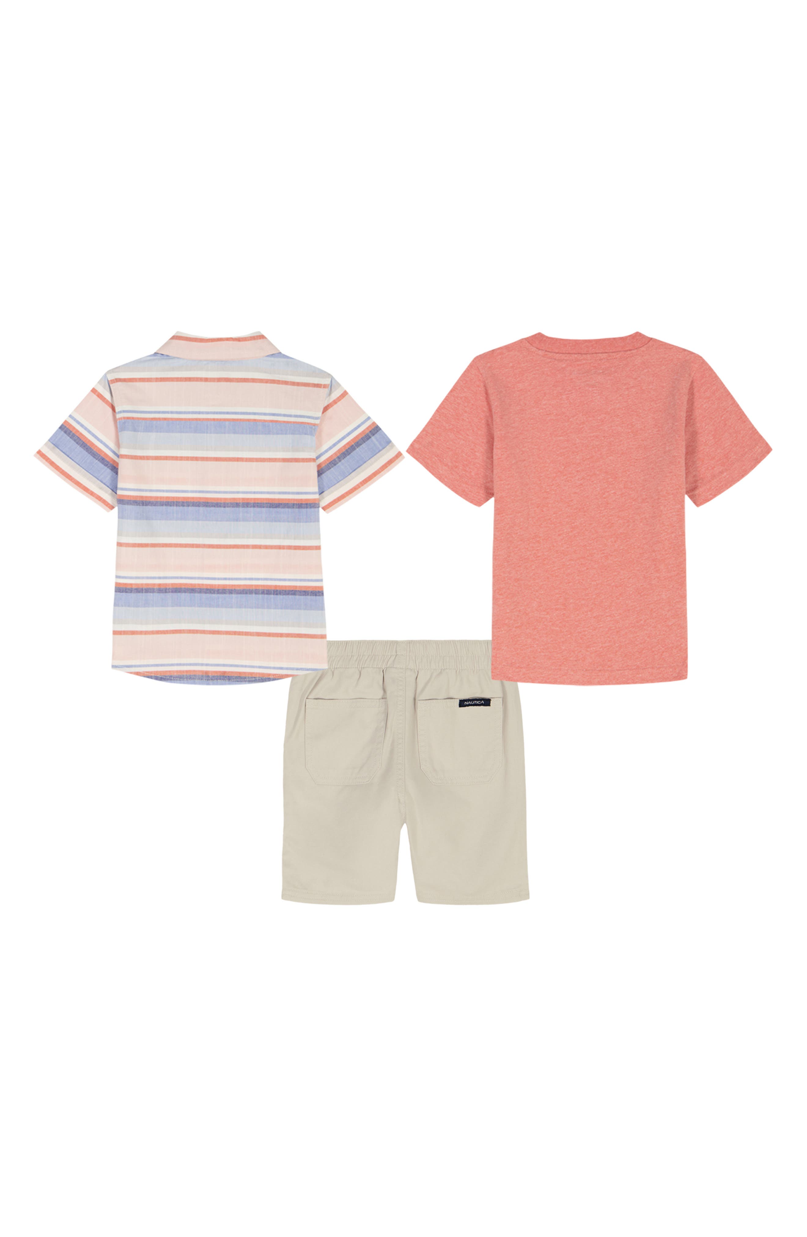 Nautica Kids' Short Sleeve Button-Up Shirt, T-Shirt & Shorts Set