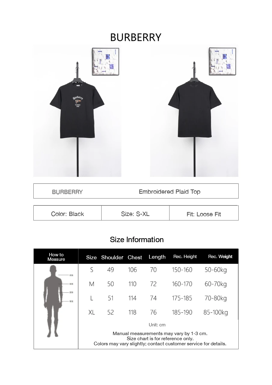 Burberry Black Check Flag Equestrian Knight Embroidered T-Shirt product photo from LabelPicks