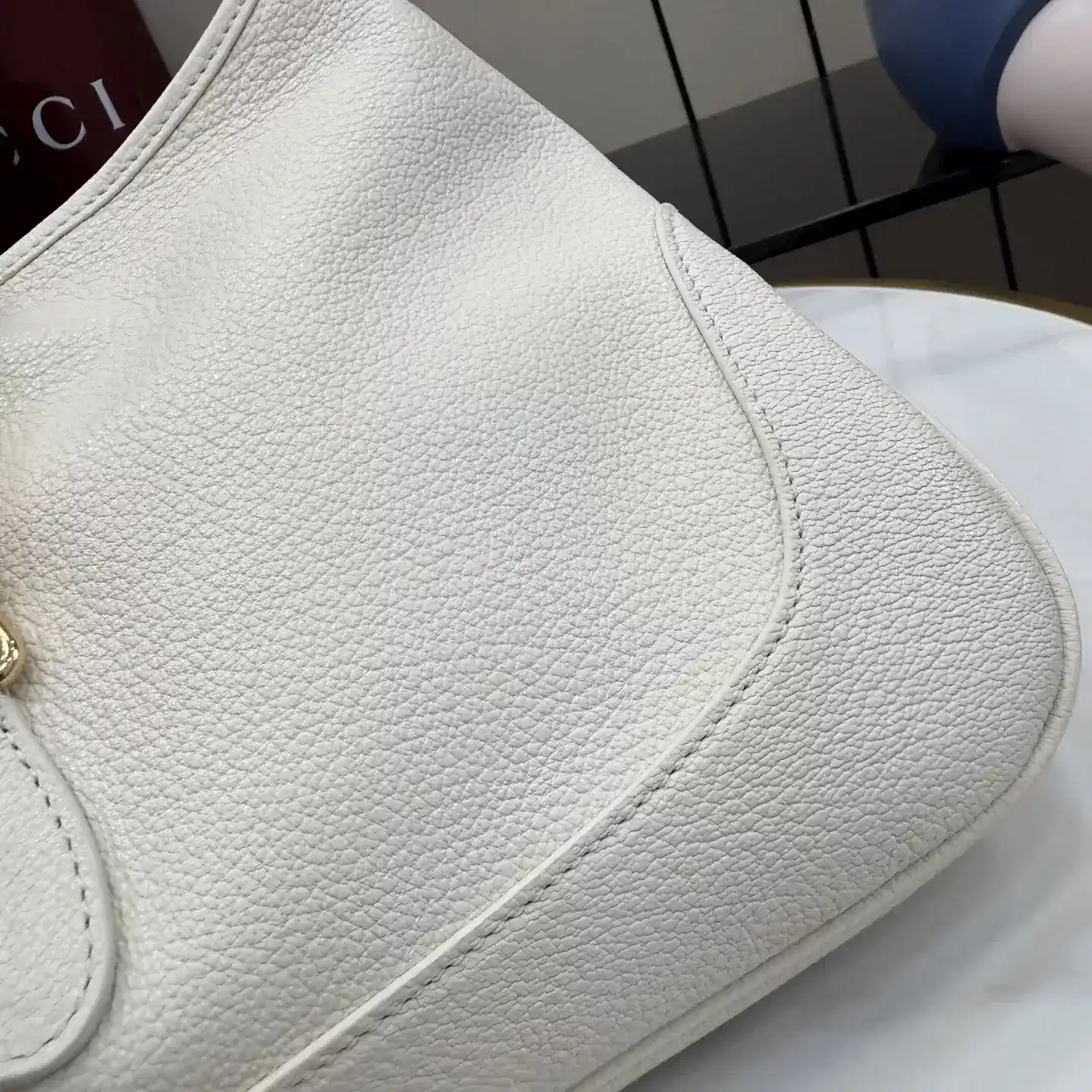 Gucci White Jackie Grained Leather Shoulder Bag product photo from LabelPicks