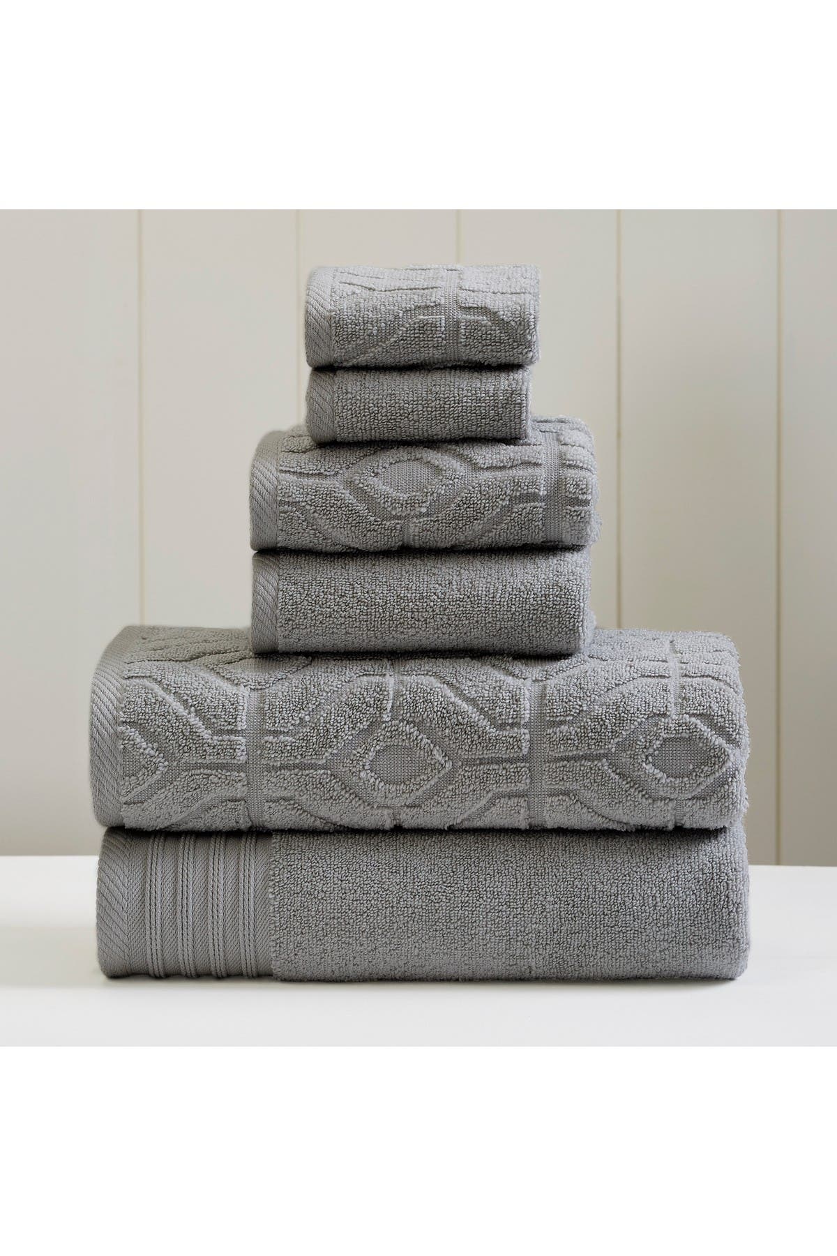 Modern Threads Yarn Dyed Diamond Gate 6-Towel Set - Charcoal
