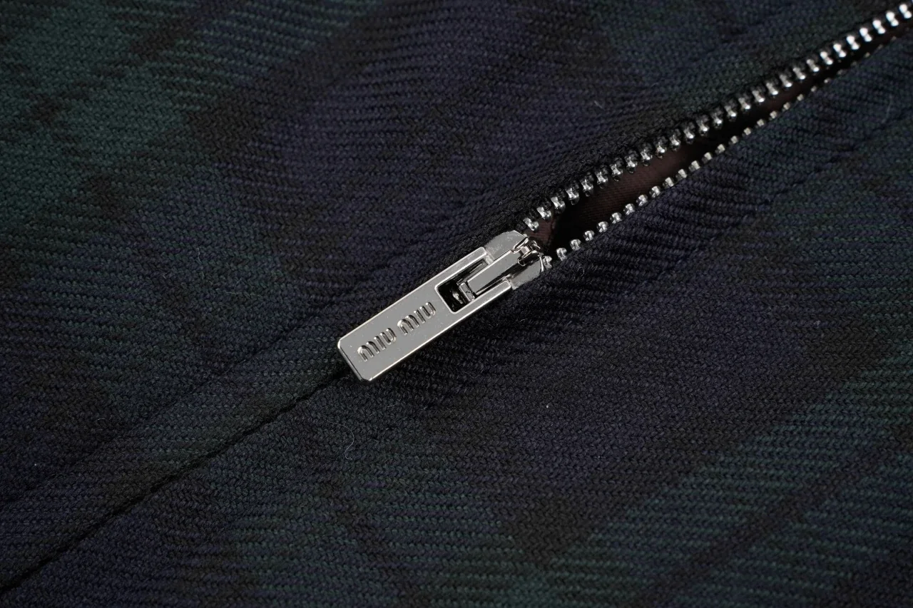 Miu Miu Dark Green Check Logo Padded Jacket product photo from LabelPicks