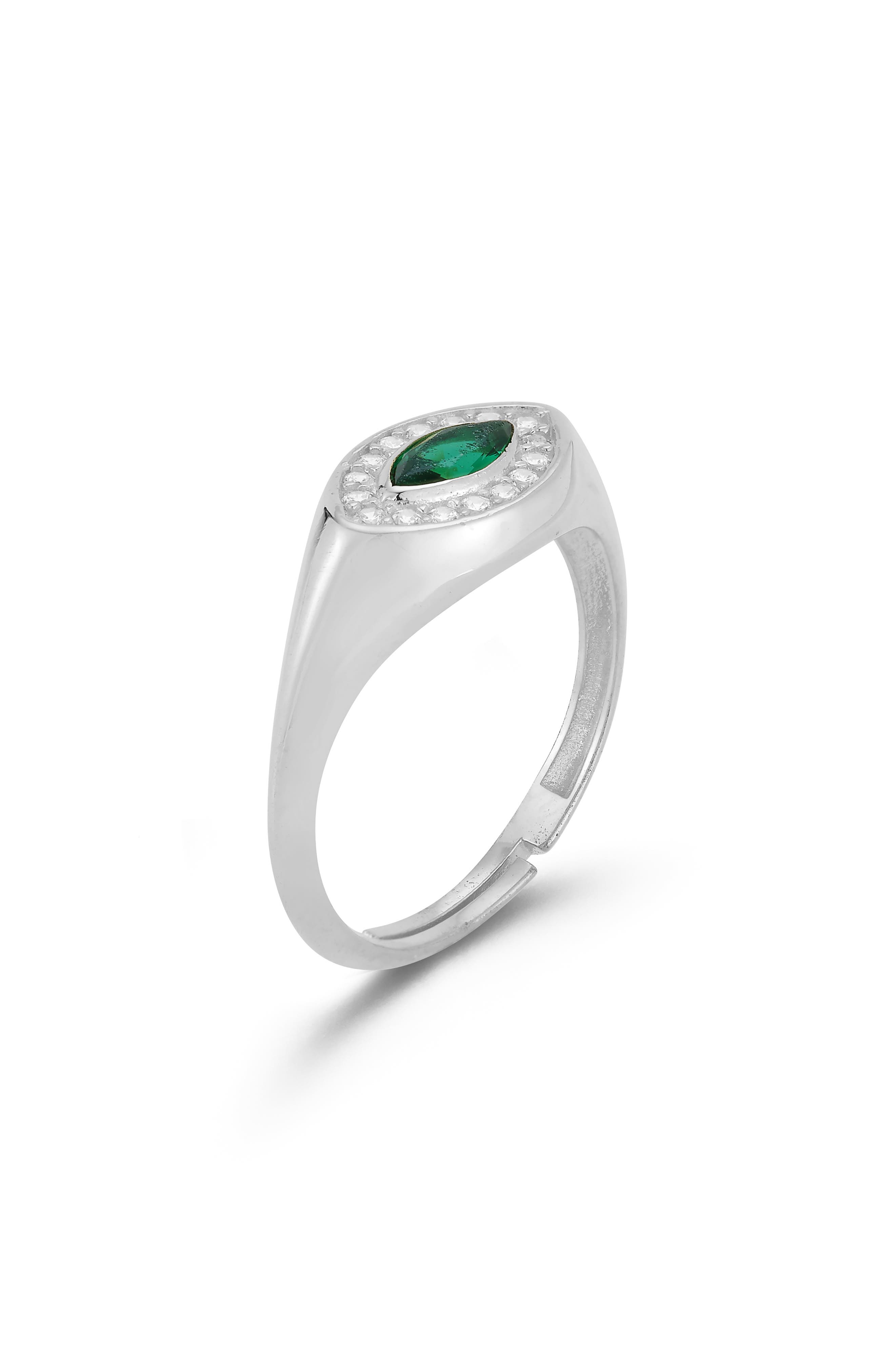 SPHERA MILANO Rhodium Plate Marquise Cut CZ Signet Ring