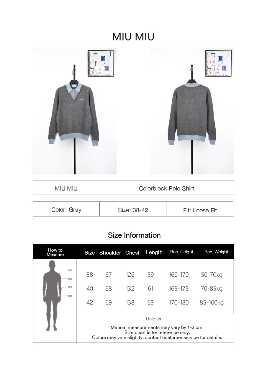 Miu Miu Grey Blue Contrast Collar Polo Sweater product photo from LabelPicks