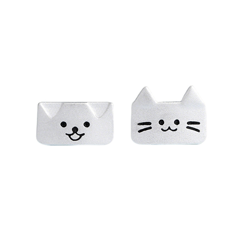 Cat and Dog Diary Earrings, Sterling Silver, Unique Design, Cute, Girly Style, Asymmetrical Earrings, Birthday Gift