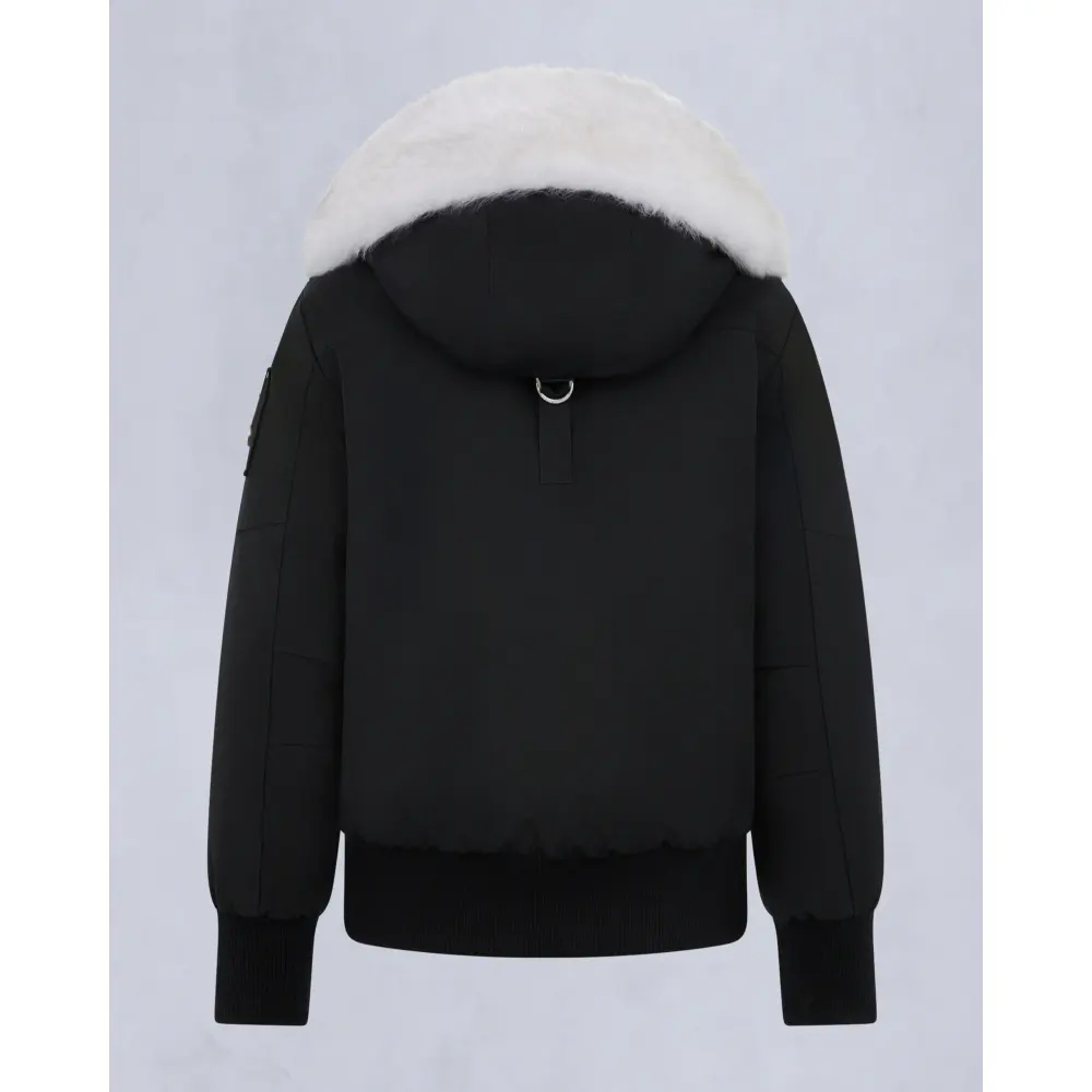 Moose Knuckles ORIGINAL DEBBIE SHEARLING TRIM BOMBER JACKET BLACK/NATURAL (NFC)