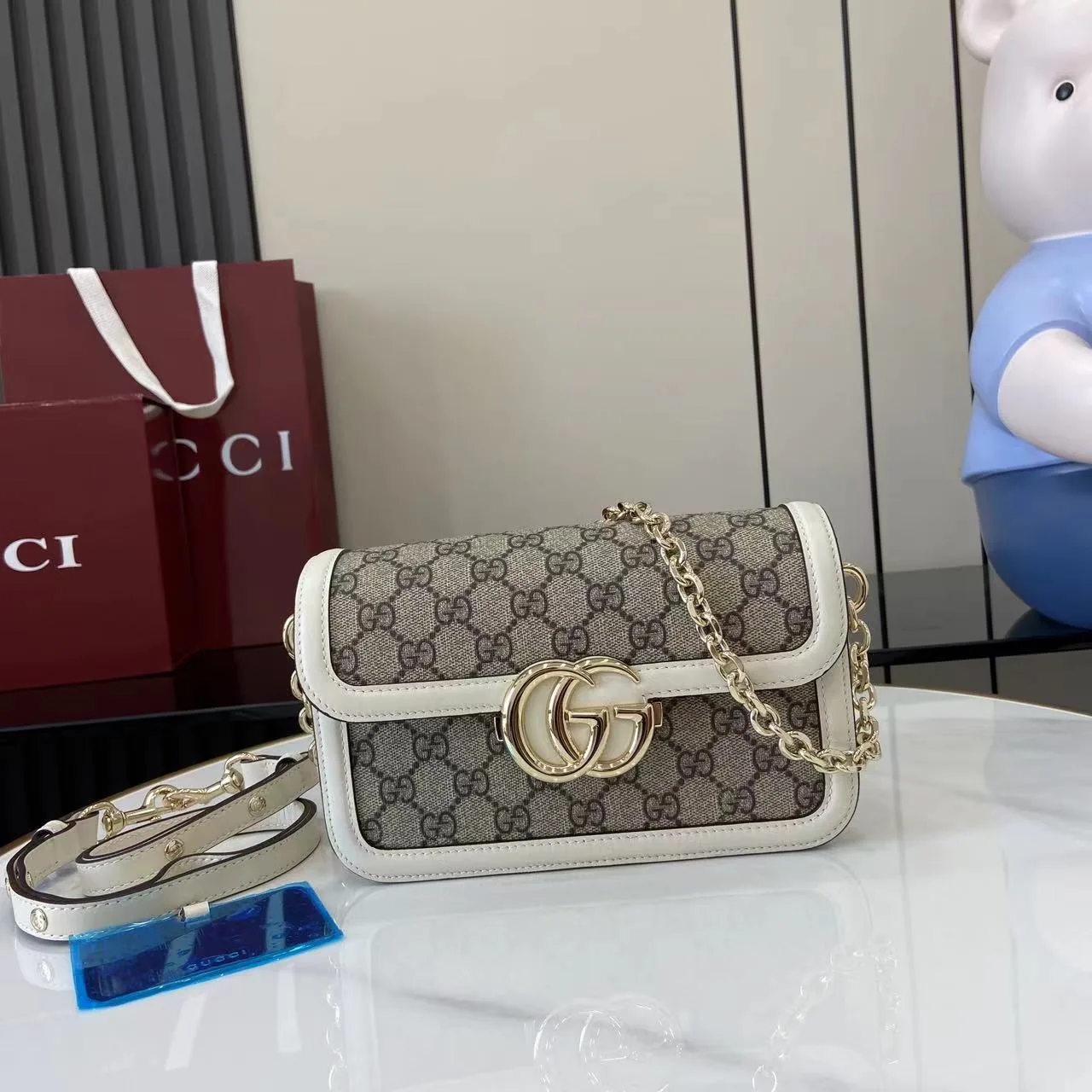 Gucci White Monogram Canvas Crossbody Bag product photo from LabelPicks