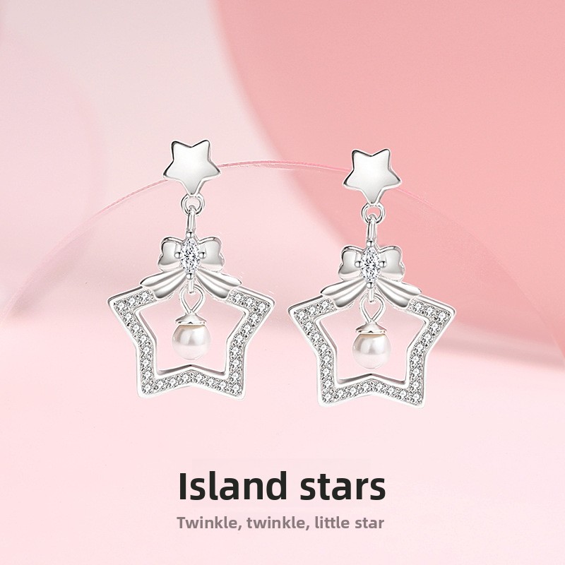 Original Christmas bell-shaped earrings, made of sterling silver, unique and cute, featuring a butterfly and star design, perfect as a birthday gift for a best friend