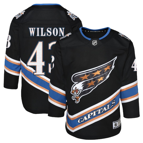 Tom Wilson Washington Capitals Youth Alternate 50th Anniversary Premier Player Jersey - Black/Red/Navy