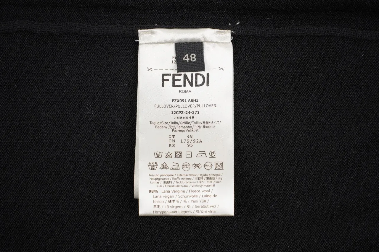 Fendi Black Embossed FF Wool Crewneck Sweater product photo from LabelPicks