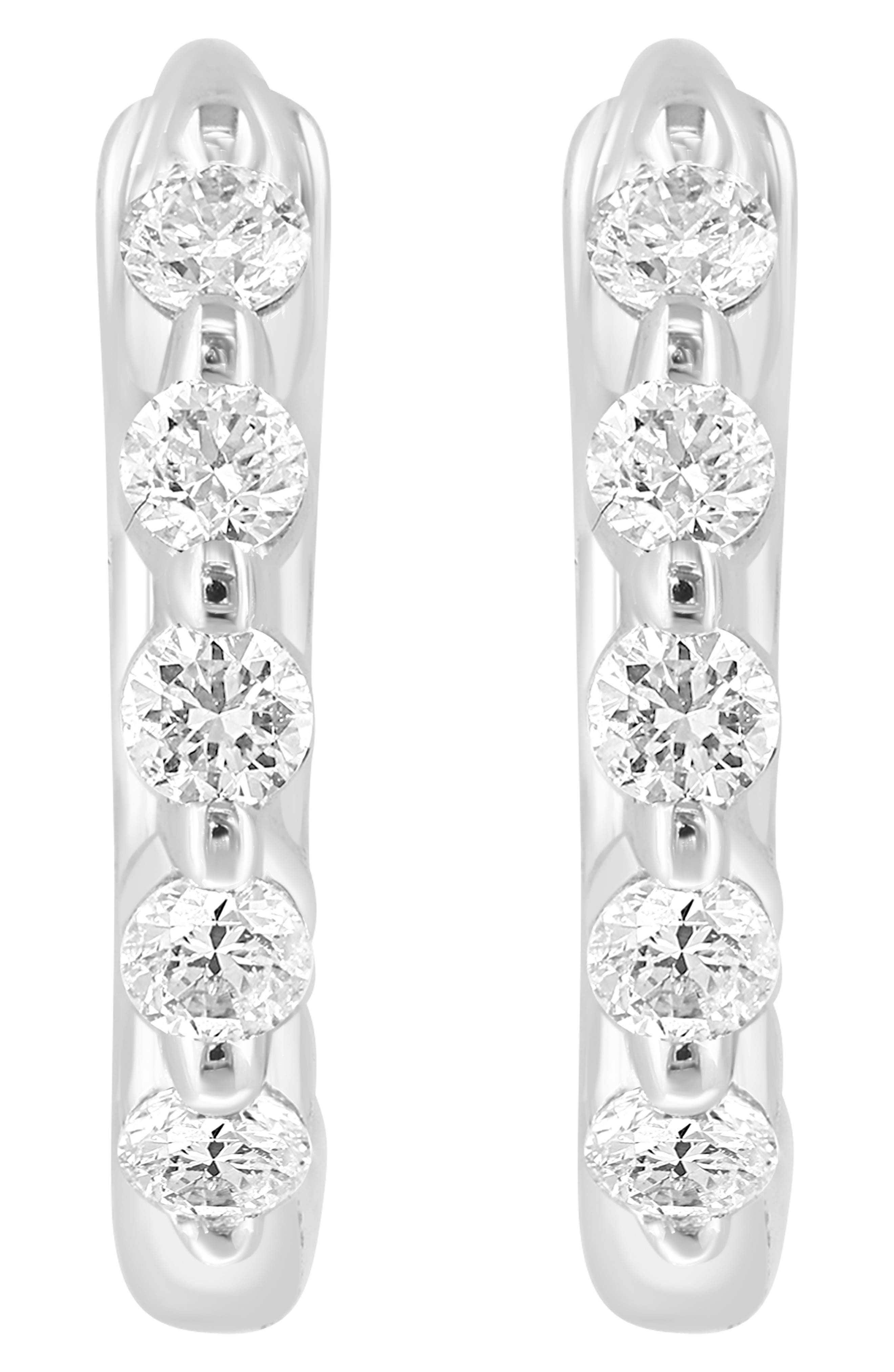 EFFY Sterling Silver Diamond Huggie Hoop Earrings
