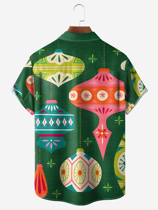 Christmas Chest Pocket Short Sleeve Casual Shirt