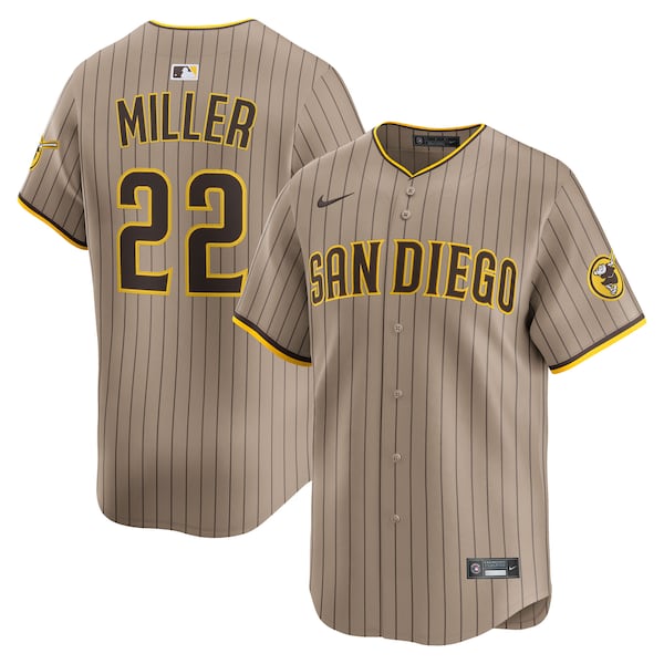 Mason Miller San Diego Padres Nike Alternate Limited Player Jersey - Khaki/White