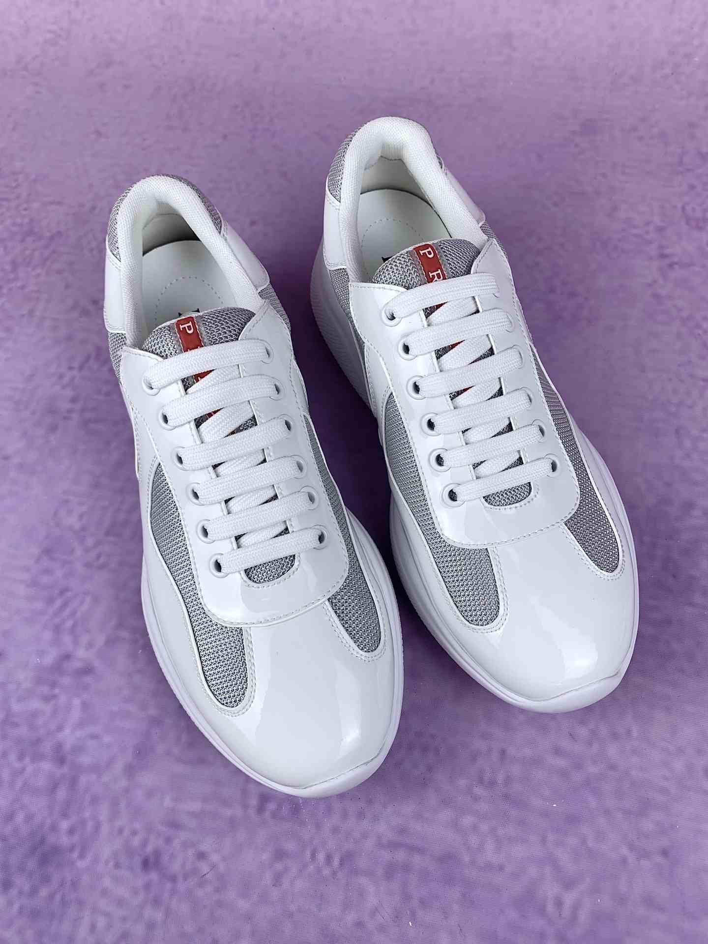Patent leather and technical fabric Prada America's Cup sneakers