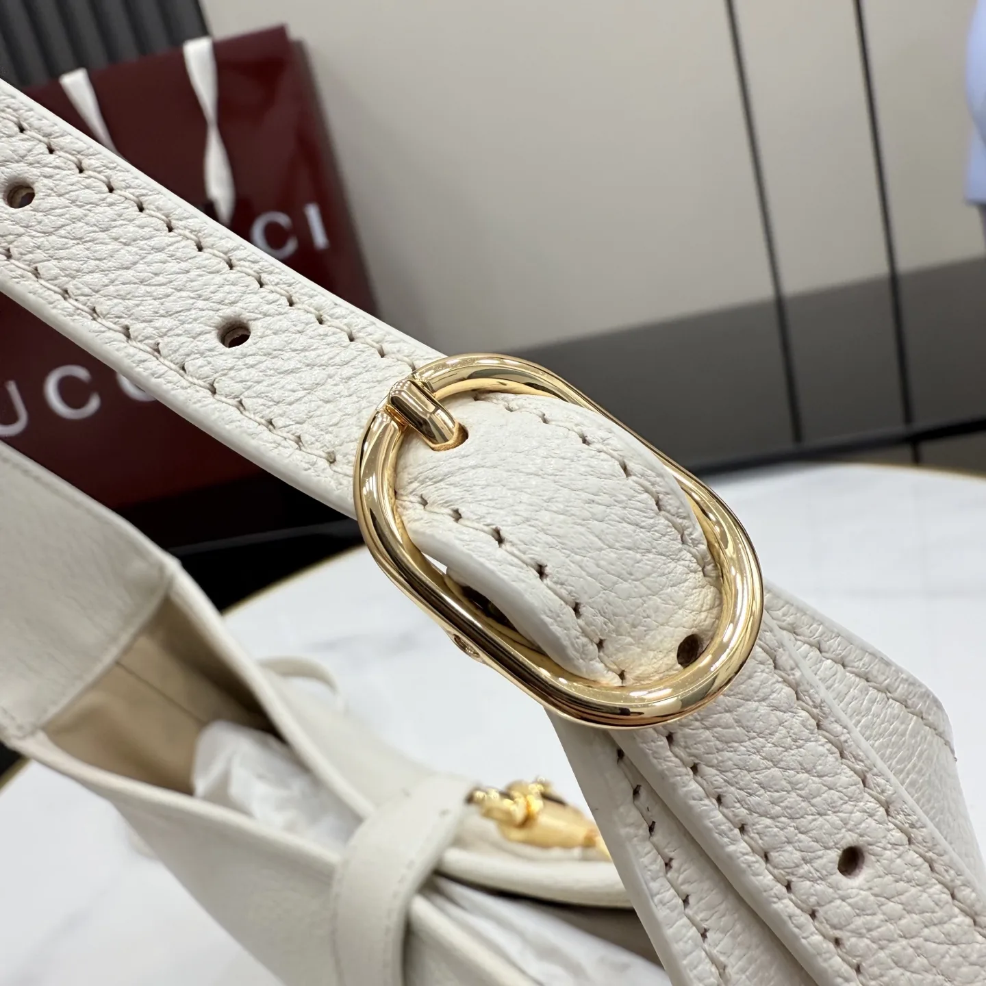Gucci Jackie White Grained Leather Shoulder Bag product photo from LabelPicks