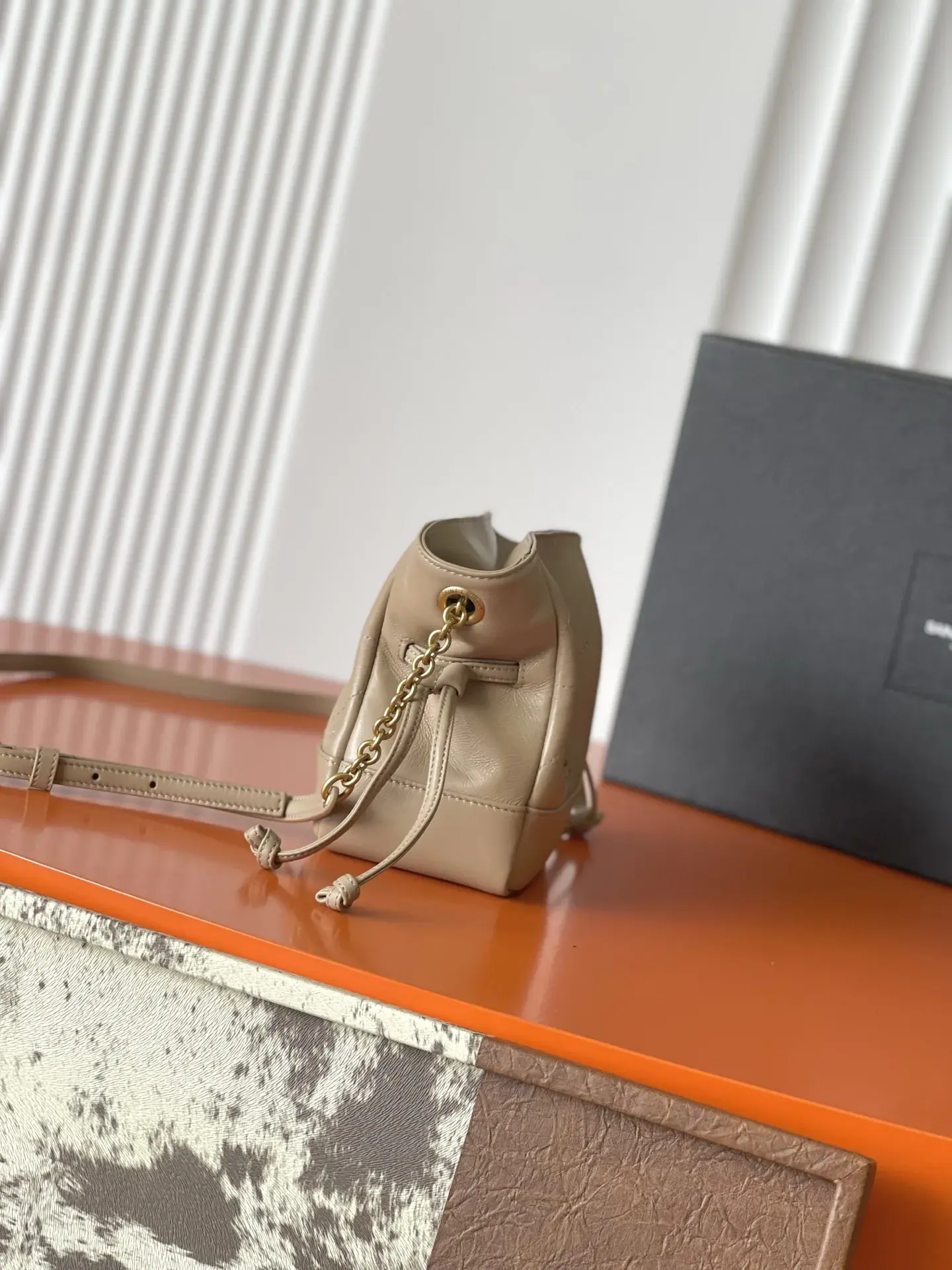 Saint Laurent Jamie Beige Lambskin Bucket Bag product photo from LabelPicks