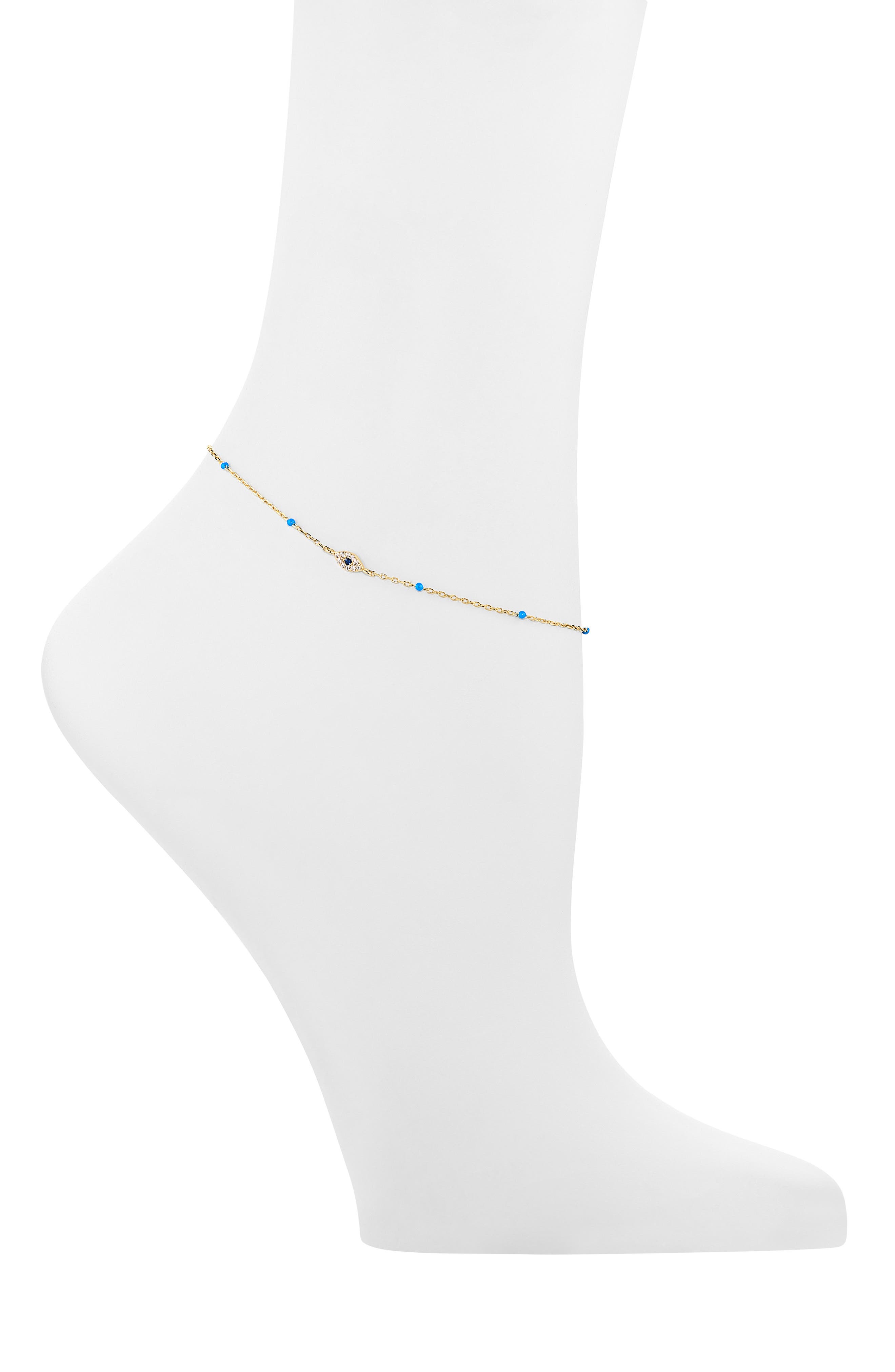ARGENTO VIVO Turquoise Evil Eye Anklet