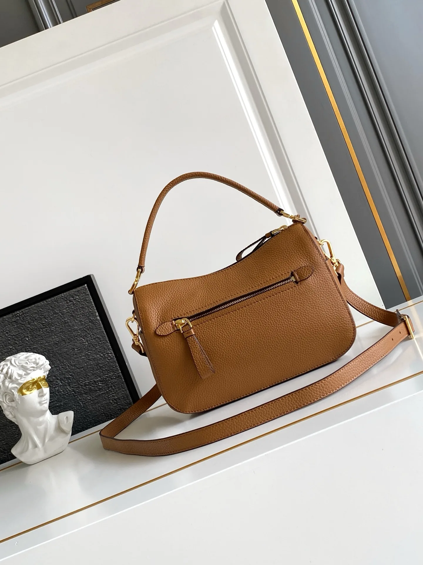 Prada Gold Grained Leather Top Handle Bag product photo from LabelPicks