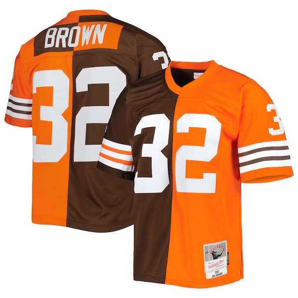 Jim Brown Cleveland Browns 1963 Split Legacy Replica Jersey - Orange/Brown