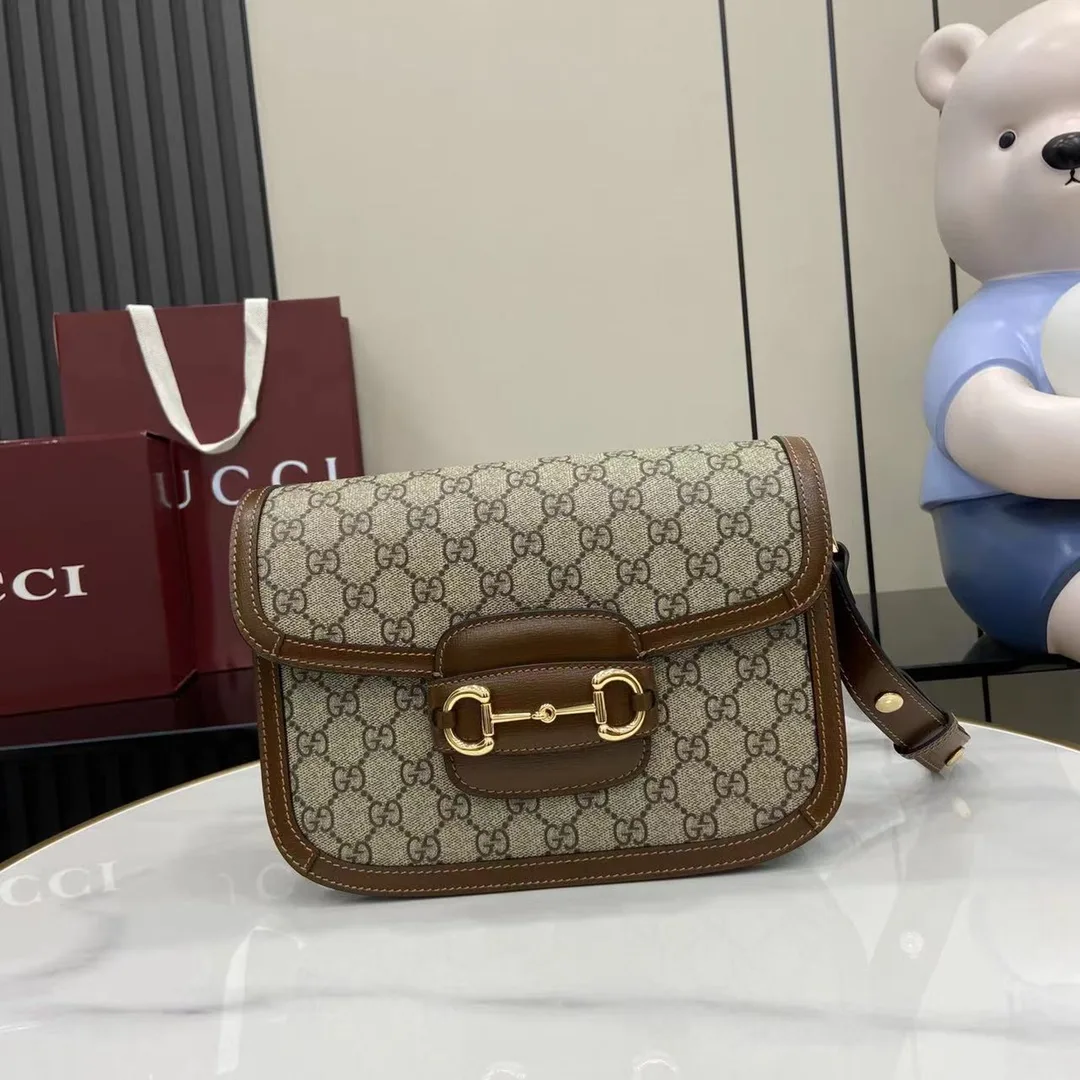 Gucci Horsebit Brown GG Supreme Canvas Shoulder Bag product photo from LabelPicks