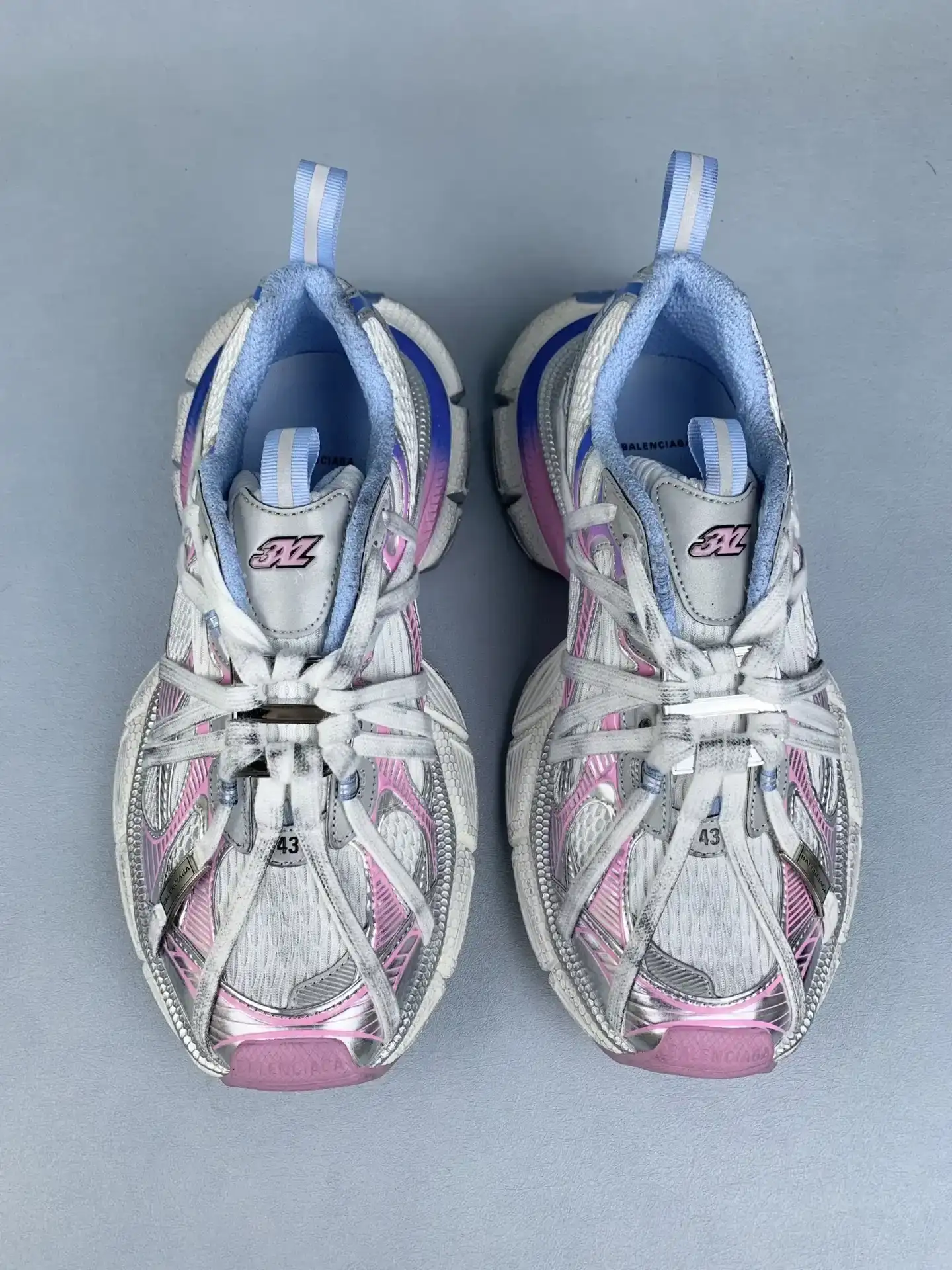 3XL Extreme Laces B Sneaker in White/Grey/Blue/Pink product photo from LabelPicks