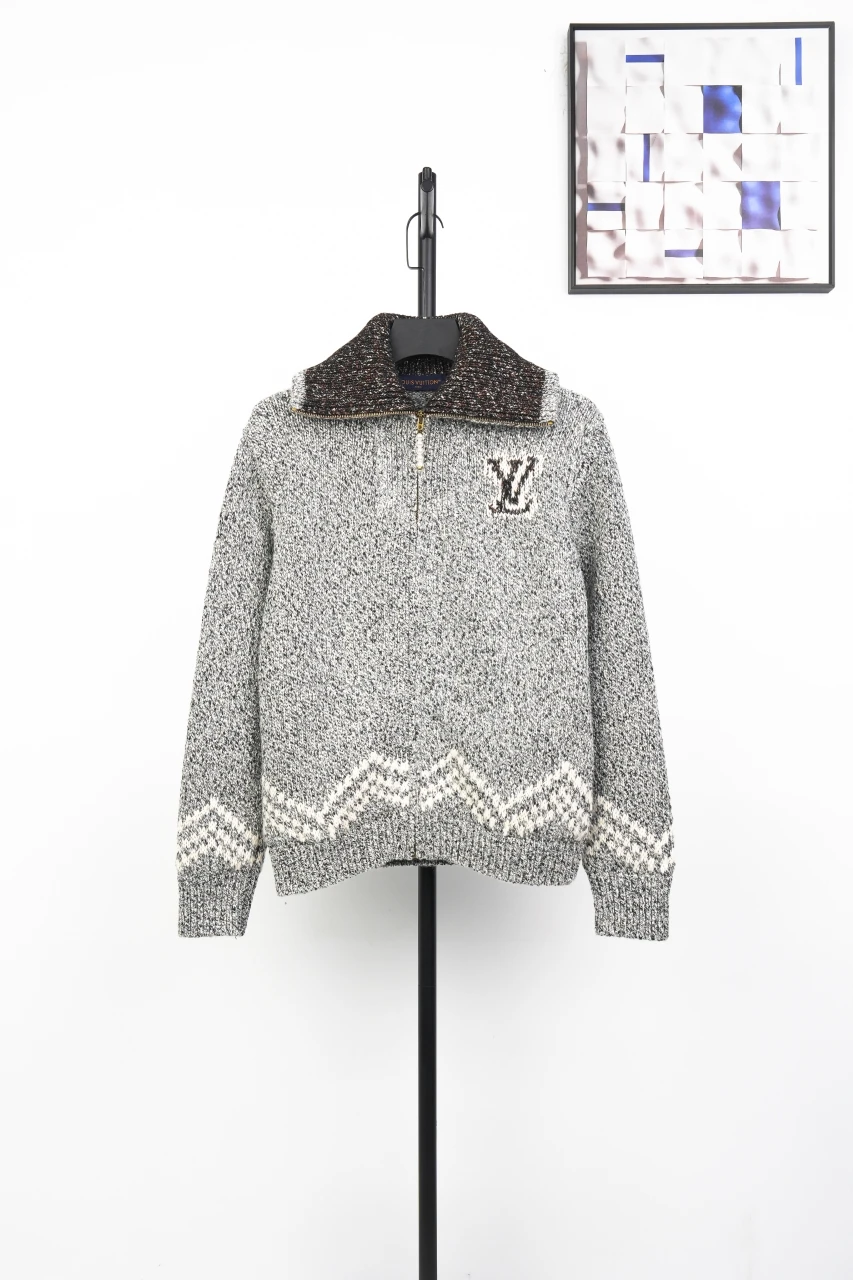 Louis Vuitton Grey Fishing Graphic Collared Sweater Jacket product photo from LabelPicks
