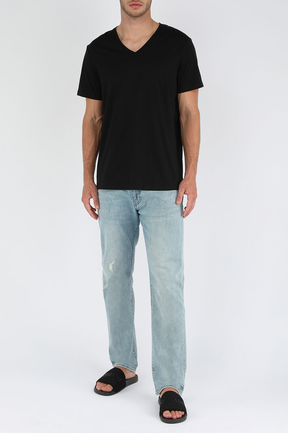 ARMANI EXCHANGE חולצת וי שחורה