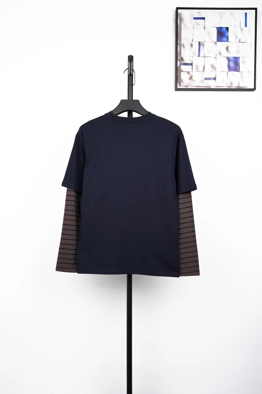 Miu Miu Navy Stripe Layered Look Long Sleeve Sweatshirt product photo from LabelPicks
