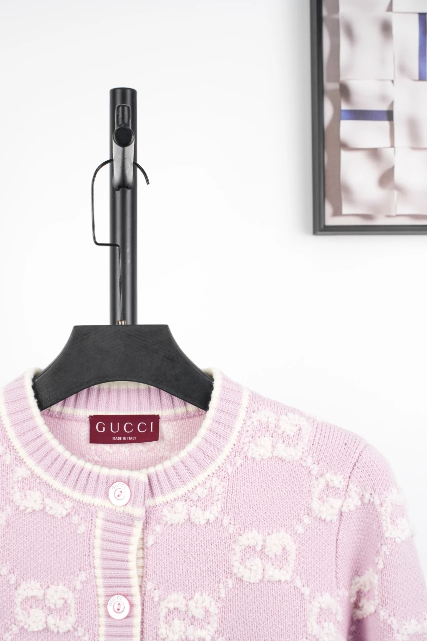GUCCI Pink GG Jacquard Wool Cardigan product photo from LabelPicks