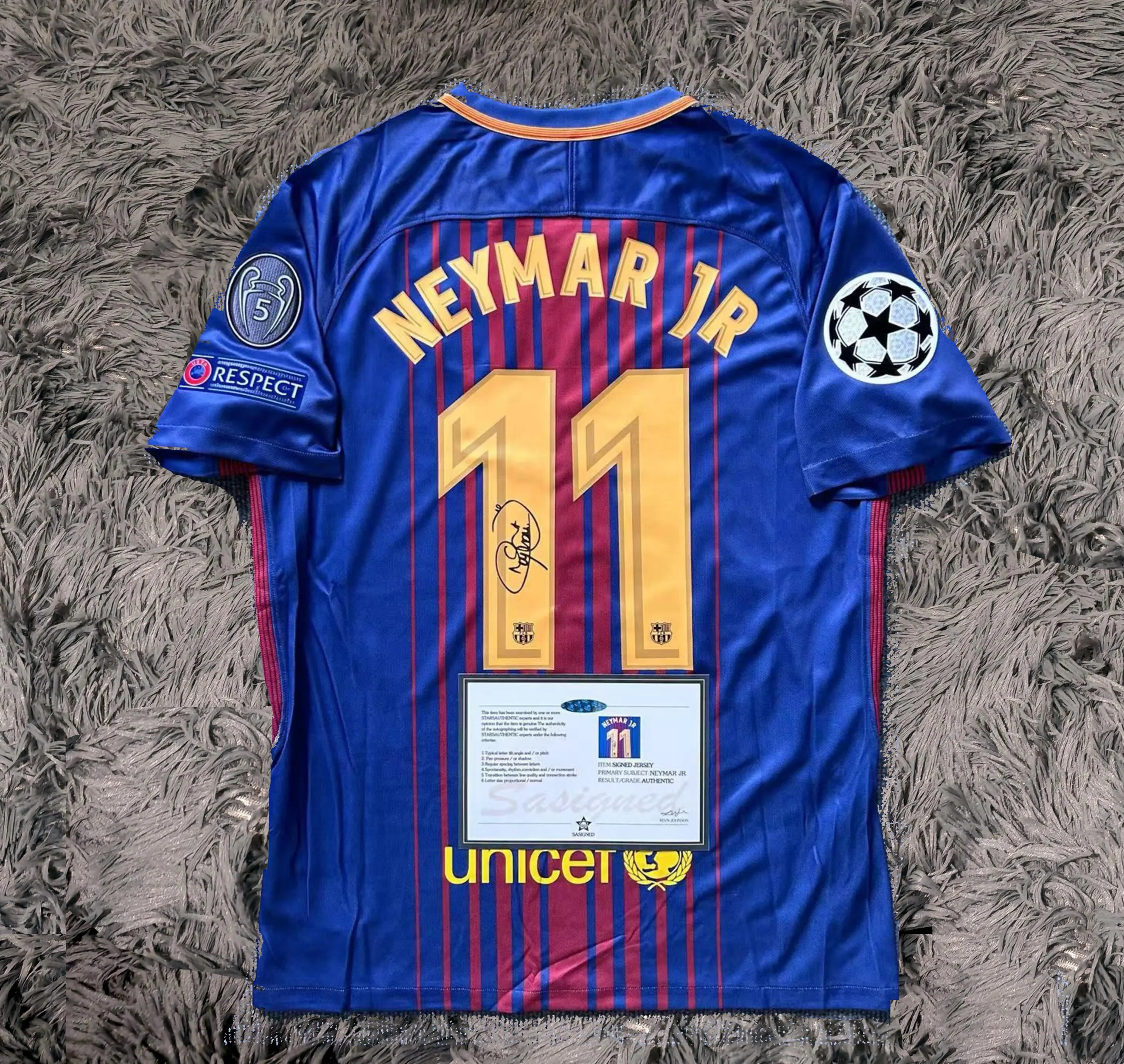 Neymar Jr SIGNED Barcelona LAST 17/18 Home Jersey/Shirt - COA - 2017