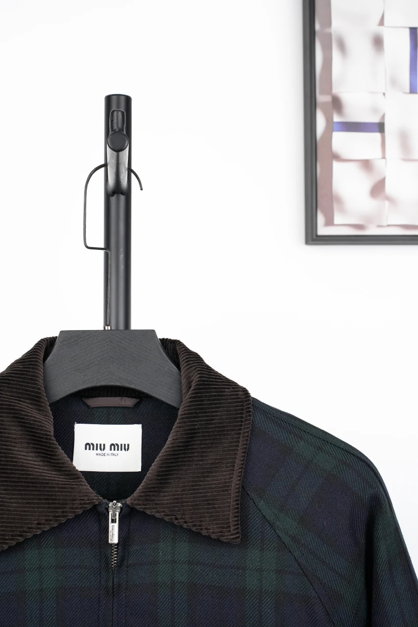 Miu Miu Dark Green Check Logo Padded Jacket product photo from LabelPicks