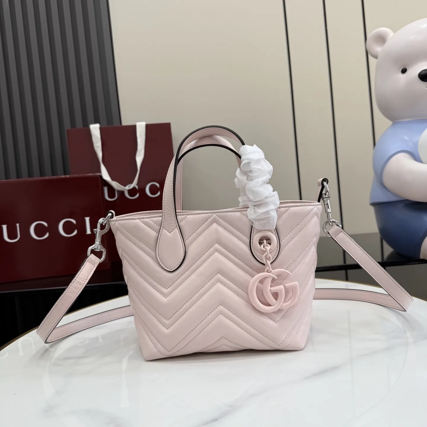 Gucci Marmont Pink GG Supreme Canvas Tote Bag product photo from LabelPicks