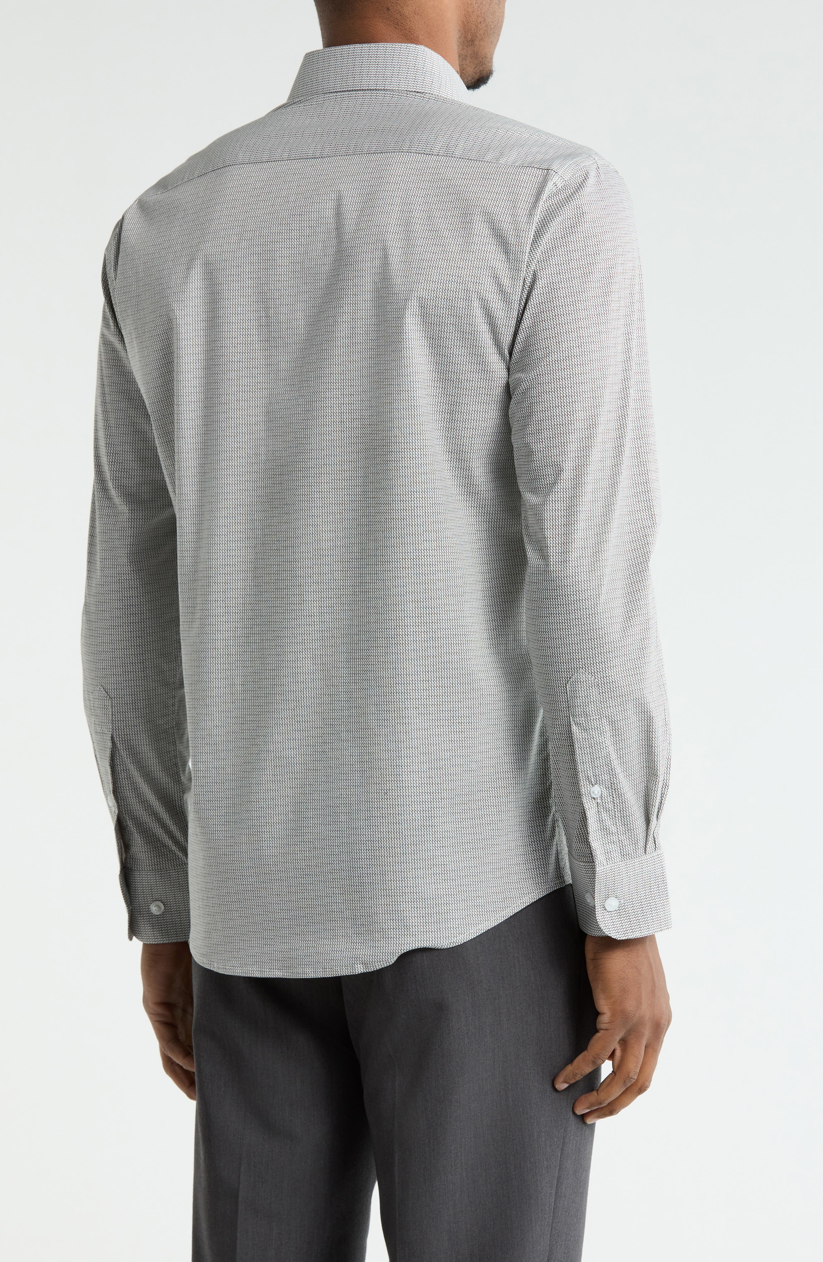 DKNY Slim Fit Geometric Print Stretch Dress Shirt