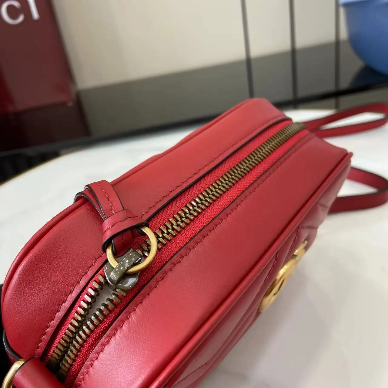 Gucci Marmont Red GG Supreme Canvas Crossbody Bag product photo from LabelPicks